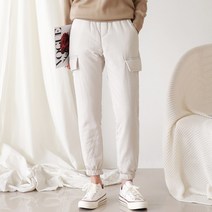 인디오 1+1 여성용 밴딩 9부 패딩 카고 소세지 조거 팬츠 NSE2108