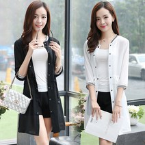 요모조모 여름 쉬폰 캐주얼 점퍼 롱 긴팔 가디건 YJS185