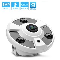 문앞cctv 실내외 스마트 Hamrolte 5MP ONVIF IP 카메라 1.7MM 어안 렌즈 파노라마 카메라 180도 광각 내부 오디오 Nightvision 홈cctv, DC12V 2MP