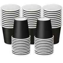 [정품] 118.3ml(4온스) 50팩 소형 일회용 욕실 구강 세정제 컵 욕실 종이컵 에스, 50Pcs Black Cups