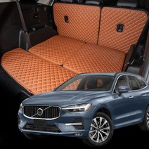 볼보 XC60 2세대 맞춤 퀄팅 트렁크매트 풀세트 자동차 가죽 방수 차박 국내생산, 일체형, 트렁크바닥(등받이O), 브라운