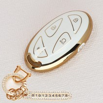 튜모 디올뉴 그랜저 GN7 코나 SX2 아이오닉6 5버튼 7버튼 TPU 스마트 키케이스 키커버 키링, HD-09, 큐빅오링-아이보리