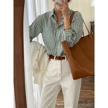 [ 라스트팡 SK 스트라이프 포켓 셔츠 ] 줄무늬 기본템 블라우스 / 스카이블루 소라색 딥그린 초록 단골 색상 디자인 핏 왕 강추 청바지 검정슬랙스 흰바지 화사한 봄 트렌치 코디/