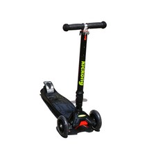 [당일발송]킥콩2 킥보드 씽씽카 안전주행가능 3단높이조절 2023년형식업그레이드신제품 어린이킥보드 접이식 광폭휠타이어 고급 인싸킥보드 4바퀴 LED 자체발광바퀴 3단높이, 검정