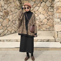 쇼매인 여성 레오파드 루즈핏 오버핏 박시 호피 빅사이즈 가디건