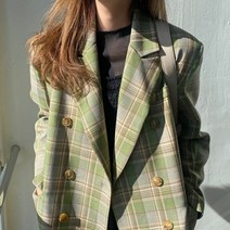 DAPANDA 올봄 봄신상 루즈핏 체크코트 여미롱시크쟈켓