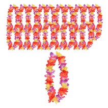 하와이안 꽃 목걸이 레이 조화꽃 훌라꽃 축제 파티 행사 소품, 혼합색 10개