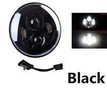 오토바이헤드라이트 7인치 LED 헤드 라이트 DRL Hi/Lo 빔 50W 40W 헤일로 링 앰버 엔젤 아이 Niva 오토바, 02 Headlight and wire