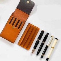 만년필 필통 보관함 소가죽 펜촉 빈티지 세트 하드, 3팩-블루