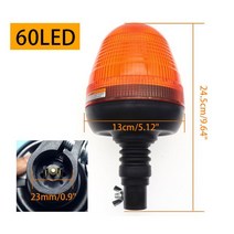 경운기 12V/24V 40/60 LED 트럭 트랙터 비콘 라이트 회전 3 모드 경고 깜박임 비상 스트로브 신호 램프, [02] 60LED