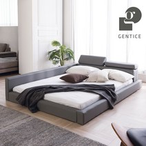 젠티스 스퀘어 시리즈 저상형 슈퍼싱글 퀸 패밀리 침대프레임, 스퀘어 헤드업 (그레이)