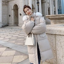 오버클래쓰 여성 롱패딩 털후드 집업 루즈핏 긴팔 점퍼 아우터