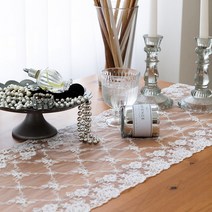 바이지미 스위트 홈카페무드-다이아로즈 레이스 테이블러너, 화이트, 2인(130x30cm)