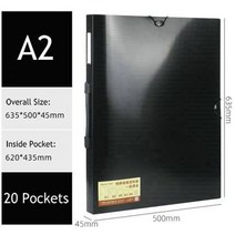 큰파일 계약 그림 칼라 대형 저장 a2 종이 주최자 링 바인더 폴더 투명 20 포켓 슬리브 드로잉 용지 보관용 디스플레이 책, 3-20포켓
