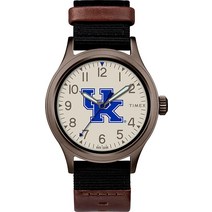 타이맥스 Timex 남성용 대학 클러치 40mm 시계 앨라배마 크림슨 타이드 블랙 원단 및 브라운 가죽 스트랩 Penn State Nittany Lions 가성비 추천 미국직구