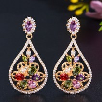 Whale-Wish Jewelry 에스닉 스타일 물방울 투조 도금 펜던트 귀걸이 WE168