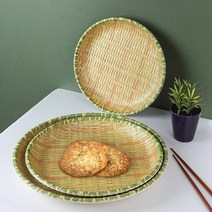 WICKER TRAY 다모양 틈새없는 대나무 채반 소쿠리, 특원형채반