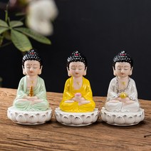 현관의 삼보를 숭배하기 위해 가정에서 석가모 야쿠시 부처님의 연꽃에 앉아 아미타 부처님 장식품, 삼보불(연꽃좌상)