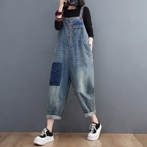 여성의 봄과 가을 데님 멜빵 바지 서스펜더 바지 캐주얼 서스펜더 바지 IRGAH07J