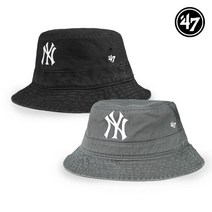 브랜드없음 47브랜드 뉴욕양키스 MLB 남녀공용 버킷햇 벙거지 모자 2종택일, 1)B-BKT17GWF-BKF:S/M