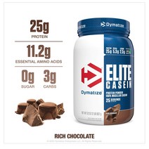다이마타이즈 엘리트 카세인 프로틴 파우더 907g 리치 초콜릿 Dymatize Elite Casein Protein Powder Slow