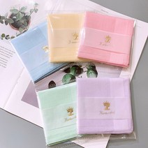 라이팡팡 지난 시즌 화이트 블루 손수건 여성 순면 코튼 순백 무지 손수건 맞춤 프린팅 자수