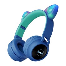 디알고 LED 블루투스 유아 무선 헤드폰, 블루, BH028K