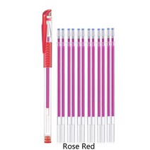 수놓기 자수놓기 12pcs 잉크 사라지는 열 지우기 펜 리필 패브릭 마킹 펜 1pc 펜, 로즈 레드