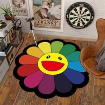1인 2인 자취 협탁 보조 사이드 미니 개성 독특 신기 패셔너블한 클로크룸 소프트 카펫 모던하고 심플한 침실 침대 옆 장식 러그 가정 방 해바라기 얼룩 방지, 51.F  80x80CM