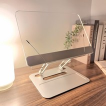 YoonLaB 높이조절 휴대용 아크릴 투명 독서대, 실버투명
