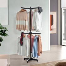 이동회전식 옷걸이 트리플M행거, 바퀴미포함, 아이보리