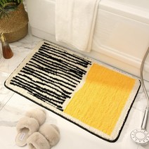 욕실 발매트 극세사 호텔 러그 화장실 주방 싱크대 현관 베란다 타올 자수 매트 미끄럼방지, AT-15, 옐로우