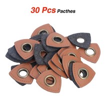 30 의류 패치에 바느질 pu 가죽 배지 패치 라벨 내부 8mm 금속 황동 구멍 그로밋, 갈색 삼각형, 한 사이즈