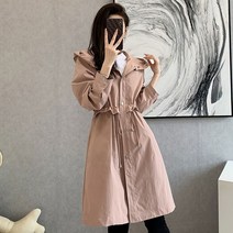 메이첼 후드 스트링 캐주얼 야상 트렌치 코트 00215