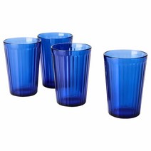 이케아 바르다겐 유리컵 310ml 4P 블루 높이11.5cm 강화유리 식기세척기가능, 없음, 4개