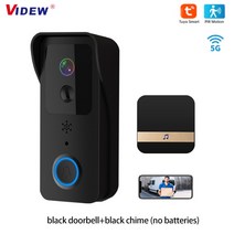 IoT Ai 인터폰 비디어폰 설치 교체 Tuya 스마트 비디오 초인종 5G 2.4G 와이파이 야외 도어 벨 방수 IP65, 06 Black  Kit2_04 영국 플러그