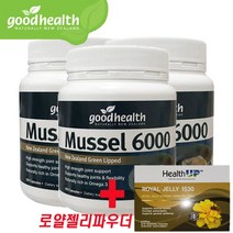 굿헬스 초록입홍합 6000mg 300캡슐 3개셋트 + 헬스업 로얄젤리 고함량 1530mg 30캡슐, 1