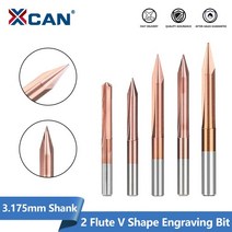 CNC조각기 XCAN V 모양 엔드밀 3.175mm 생크 밀링 커터 2030456090 도 2 플루트 조각 비트 라우터 CNC 카빙, [09] 30Dx0.3, 09 30Dx0.3