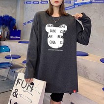 아이디티 CUBE 여성 오버핏 기모 롱 티셔츠 옆트임 루즈핏 박시 빅사이즈 롱티셔츠