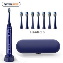 음파전동칫솔 초음파 전동 칫솔 음파 진동 치솔Mornwell-음파 전동 칫솔 충전 T25 교체 브러시 헤드 4 모드, 01 Blue
