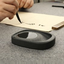 4인치 타원형 서예 쓰기 Inkstone 중국어 번체 그림 Inkslab 다기능 잉크 그라인딩 플레이트