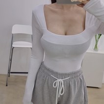 골지 지젤 딥네모넥 슬림긴팔티 4색