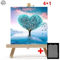 보석십자수 DIY 캔버스형 액자 명화 (4+1) BSX010 큐빅, B, 하늘하트 사랑나무  , 30x30cm