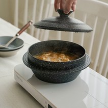 가마솥 인덕션 뚝배기 냄비 인덕션용뚝배기 계란찜 솥밥 18cm, 1개, 뚜껑 W190xD190xH60,냄비W220xD220xH80
