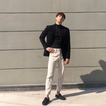 남자크림진 데일리 남성 캐주얼 코디 슬랙스
