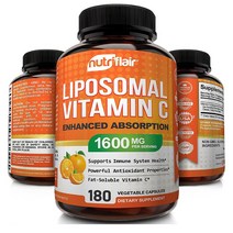 NutriFlair Liposomal Vitamin C 1600mg 뉴트리플레어 리포소말 비타민C 식물성캡슐 180정, 1개
