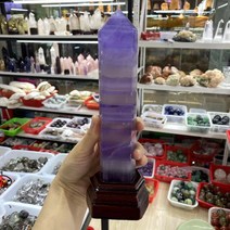 천연 블루 형석 크리스탈 오벨리스크 레이키 힐링 룸 사무실 장식 선물용 베이스, 03 900-1000g