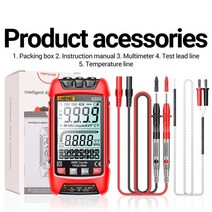 멀티테스터기 접촉/비접촉 타코메타/회전계/RPM/회전수측정기 스마트 디지털 멀티미터 6000 카운트 true rms 자동 전기 용량 측정기 온도 저항 트랜지스터 테스터, sz02 레드