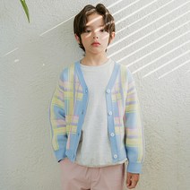 올리반 믹스체크 니트 가디건