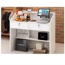 원목 안내데스크 카운터 옷가게 리셉션 학원 매장용, 60cm 화이트(서랍2개)